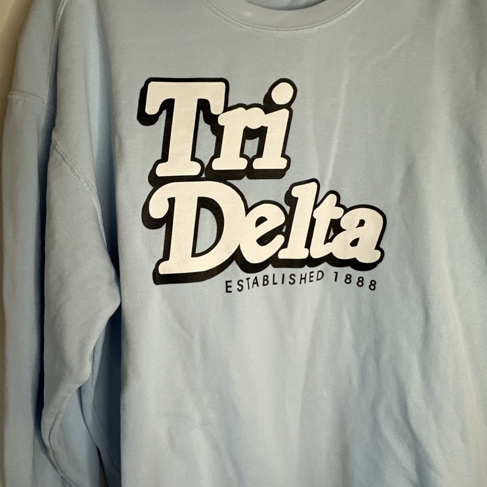 Comfort Colors Tri Delta Sweatshirt Pastel Blue Greek Sorority XL - Picture 4 of 6